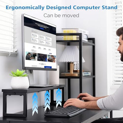 KATHY&BOB 59.1" Computer Desk with Power Outlets and Storage Shelves, Reversible Home Office Desk with 2 Fabric Drawers, Sturdy Writing Table with Detachable Monitor Stand for Small Spaces - color: Black