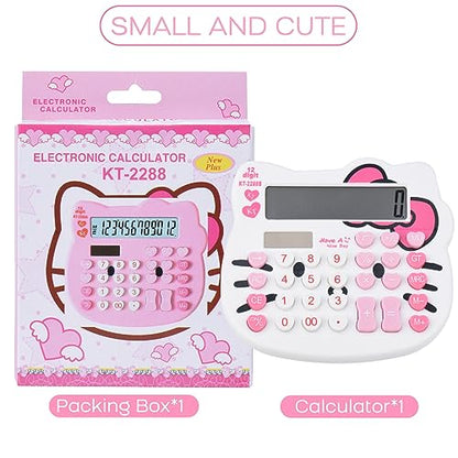 Women Calculators,Desktop Calculator 12 Digit with Large LCD Display and Sensitive Button, Solar and Battery Dual Power, Standard Function for Office, Home, School (White) - color: White