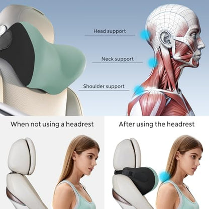 BEBAS Ergonomic Car Headrest Pillow, Memory Foam Neck Support, Green - color: Green
