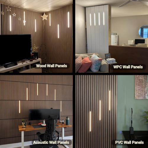 HAMRVL Black LED Recessed Lighting Kit - 6 PCS 16-Inch 3000k Dimmable Warm White LED Lights with Touch Switch, Wall Panel Light for Wood Slat Wall Panels, Headboards, Stairs, Under Cabinet, Home Decor - size: 16-Inch/6 Pack