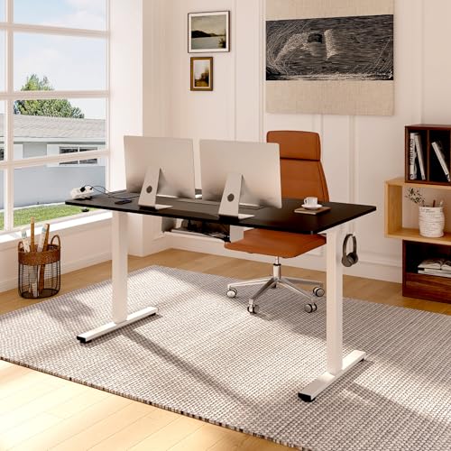 FLEXISPOT EN2 48"x30" Whole-Piece Standing Desk with Power Strip, Black - color: Black Top + White Frame, size: 48x30"