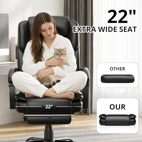 Synorla 350lbs Big and Tall Executive Office Chair with Footrest