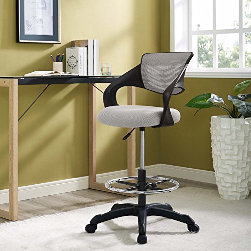 Modway Thrive Drafting Chair - Tall Office Chair for Adjustable Standing Desks in Gray - color: Grey