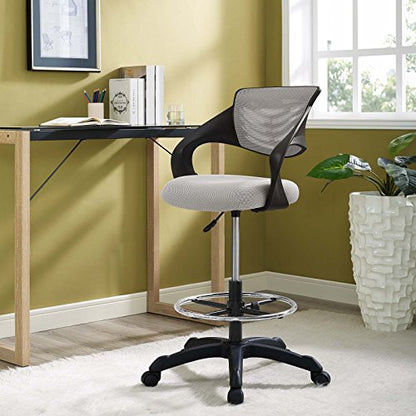 Modway Thrive Drafting Chair - Tall Office Chair for Adjustable Standing Desks in Gray - color: Grey