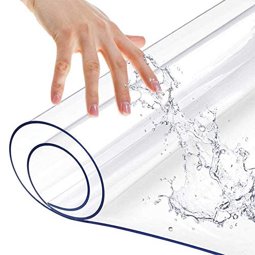 Rectangular PVC Office Desk Mat Clear Plastic Table Top Pads for Side Table Writing Desk Meeting Table Crystal Table Pad Waterproof Furniture Screen Protection 12x46 Inch Heavy Duty 1.5mm Thick - color: Clear Rectangle, size: 12"x46"