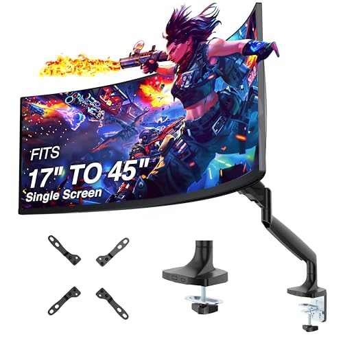 AVLT Single 17"-45" Monitor Arm Desk Mount Premium - Black - color: Black