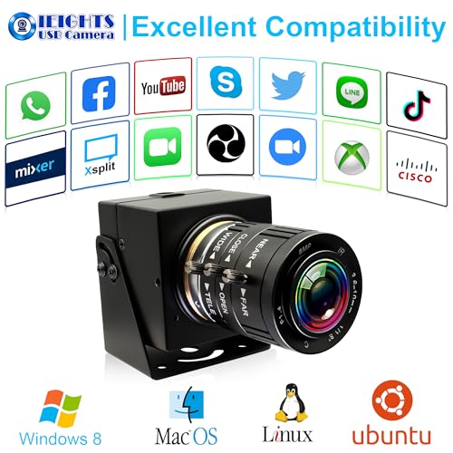 12mp Manual Zoom USB Camera for Computer, 120FPS/1080P High Speed Webcam | 3.6-10mm 3X Zoom Lightburn Camera for Laser, Varifocal Close-up PC Camera for USB Microscope, Pet Monitoring & Surveillance