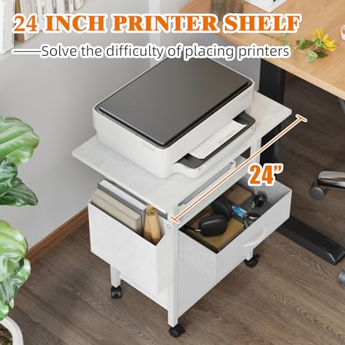 GYIIYUO 2 Drawer File Cabinet 24''W, Mobile Filing Cabinet, Printer Stand - color: White