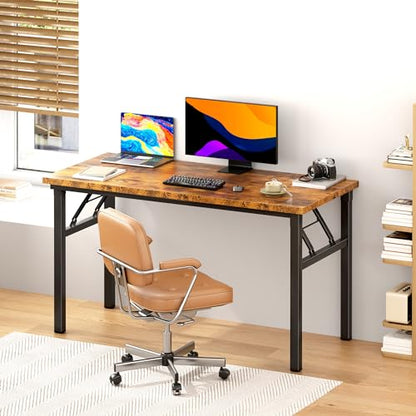 DlandHome 47 Inch Folding Computer Desk, Fully Assembled, Retro - color: Retro, size: 47 Inches