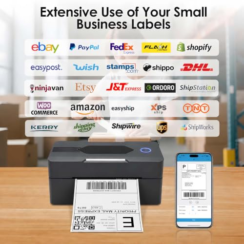 GBNONPLN Bluetooth Thermal Shipping Label Printer, 4x6, Matte Black - color: Matte Black