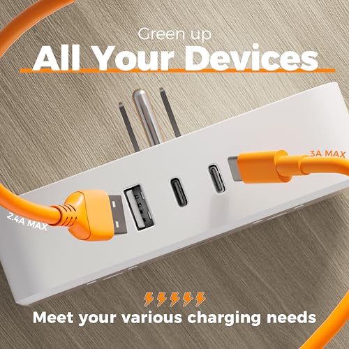 TESSAN Wall Outlet Extender, Multi Plug Mini Wall Expander, Grey - color: Grey with 2 USB-C, size: 7 Outlets