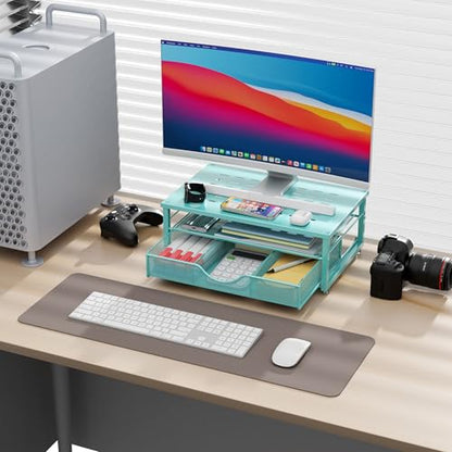gianotter Computer Monitor Stand Riser with Drawer - color: Blue