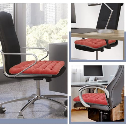 BUYUE Good Support Office Chair Cushion Padded, Soft Velvet Comfortable Non-Slip Seat Cushion for Computer Desk Kitchen Chair (1 Count, Rose) - color: Rose Pink