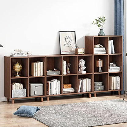 IOTXY Open Cubes Low Bookcase - 2-Tier 6-Cube Short Bookshelf in Walnut - color: Walnut, size: 2-Tier 6-Cubes