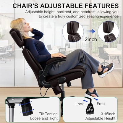 HOFFREE Comfy Computer Chair with Adjustable Lumbar Support (Coffee) - color: Coffee