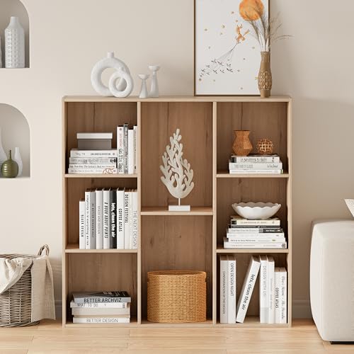 VDNEND Wooden Cube Storage Organizer with Closed Back Panel, 11in Cube Shelf Opening, Bookshelf, Display Shelf,Closet Cabinet for Home and Office (White Oak, 8-Cube 35.98L*9.45W*35.91H) - color: White Oak, size: 8-Cube 35.98L*9.45W*35.91H