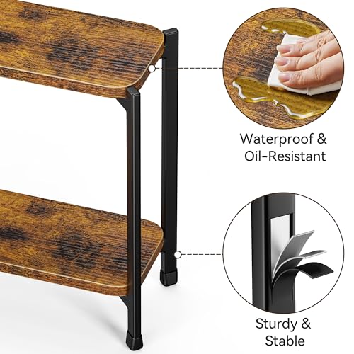 pickpiff 2 Tier Spice Rack Organizer for Kitchen Countertop, Wood and Metal Seasoning Shelf, Space-Saving Spice Organizer for Kitchen Counter, Coffee Bar and Dining Table, Brown