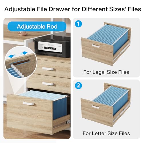 Tribesigns 63 Inch Computer Desk with File Drawer Cabinet, Home Office Desk - color: Walnut