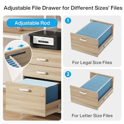 Tribesigns 63 Inch Computer Desk with File Drawer Cabinet, Home Office Desk - color: Walnut