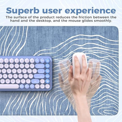 iCasso Desk Cover Mat, Extended Long Mouse Pad for Laptop,Blue - color: Wave-Blue