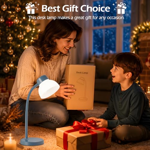 Desk Lamps for Home Office,Small LED Reading Lamp,5000K Eye-Care Desk Light | Desk Lamps for College Dorm, Kids Study Table, Bedroom , Flexible Gooseneck, Compact Small Table Lamp, Space-Saving Design - color: Blue