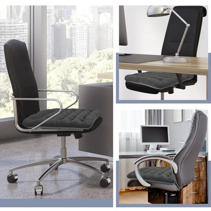 BUYUE Good Support Office Chair Cushion Padded, Soft Velvet Comfortable Non-Slip Seat Cushion for Computer Desk Kitchen Chair (1 Count, Gray) - color: Dark Gray