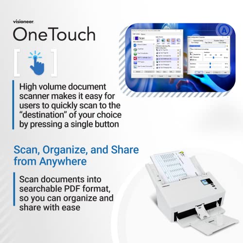 Visioneer Patriot PD45 Scanner, USB Duplex Office Document Scanner for PC, 50 PPM, Sheetfed 100 Page Automatic Document Feeder (ADF), White - size: PD45