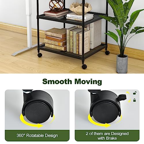 Giantex Printer Stand, 3-Tier Industrial Printer Cart with Lockable Wheels, Adjustable Shelves, Metal Frame, Mobile Under Desk Shelf for Home Office, Printer Table Fit Fax Machine, Scanner (Black) - color: Black, size: 24"x20"x27.5"