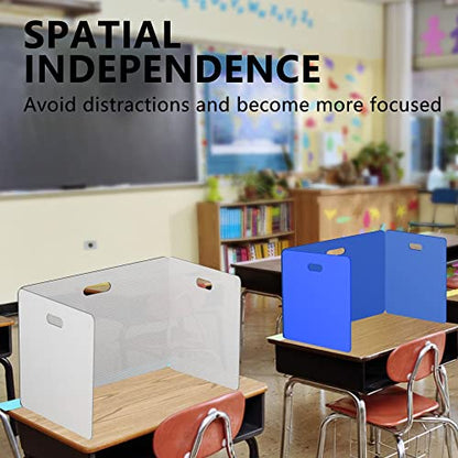 Privacy Shields 12 Pack Blue Durable Easy Carry Plastic Desk Dividers-Easy to Disinfect Classroom Dividers-Portable Divider-Re-usable Privacy Divider - color: Bule 12 Pack