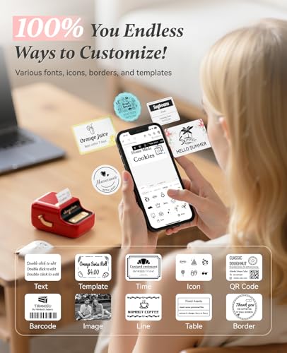 NIIMBOT B21 Label Printer,Bluetooth Thermal Label Maker,Ideal for Home Organization,Business,Ofice,50x30mm Labels,230Pcs(Red) | Thermal Label Printer with 1 Pack 50x30mm White Label for Home/Office/Business, Compatible with iOS & Android - color: Red