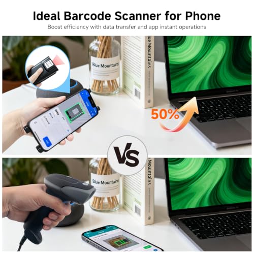 Sumicor Bluetooth Barcode Scanner for iPhone Android Phone(4.7''-6.9'') | Portable Dual-purpose 1D 2D QR Code PDF417 Bar Code Scanners