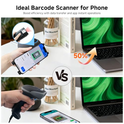 Sumicor Bluetooth Barcode Scanner for iPhone Android Phone(4.7''-6.9'') | Portable Dual-purpose 1D 2D QR Code PDF417 Bar Code Scanners