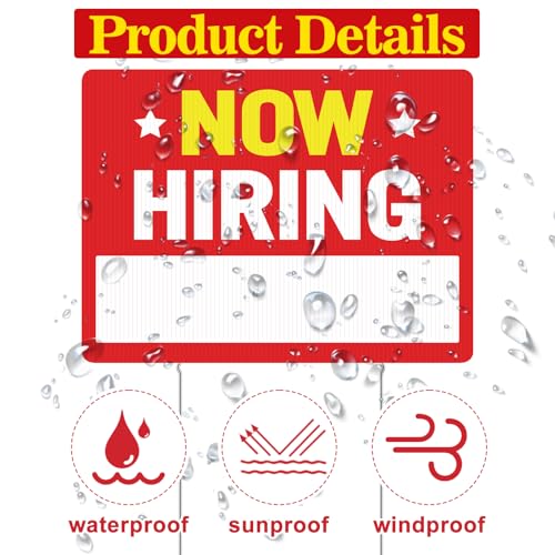 4 Pcs Feather Flag Set Include 2 Now Hiring Sign with Stake 7 ft