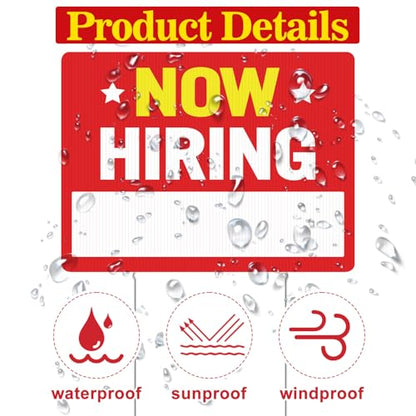 4 Pcs Feather Flag Set Include 2 Now Hiring Sign with Stake 7 ft