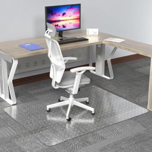 Office Chair Mat for Carpets - 46” x 60” Clear Carpet Chair Mats for Low Pile Carpeted Floors Home Office, Studded Floor Mat for Office Chair on Carpet - color: Clear-enhanced Version, size: 46" x 60" Rectangular