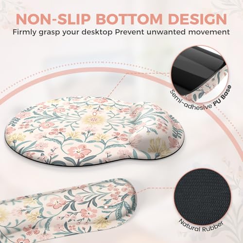iCasso Desk Pad Mat, Large Mouse Pad and Keyboard Wrist Rest Set, Desk Protector Mat,4in1 Ergonomic Carpal Tunnel Keyboard Pad with Wrist Support for Desktop Cover Home Office Computer(Pink Flowers) - color: Pink Vine Flowers
