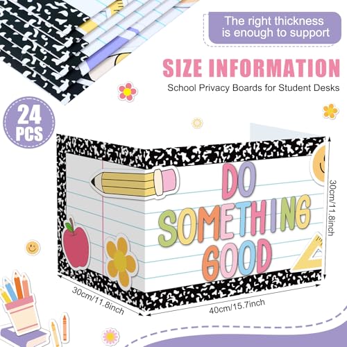 Honoson 24 Pcs Inspirational Privacy Folders for Students | Cardboard Desk Shields with Motivational Words, 6 Designs for Classroom Study, Tri-fold Exam Dividers, Bulk Test Boards - style: Composition