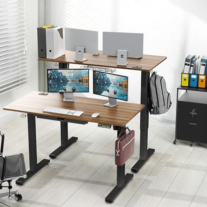 SHW 48-Inch Electric Height Adjustable Standing Desk w/Drawer, Walnut - color: Walnut, size: 48-Inch