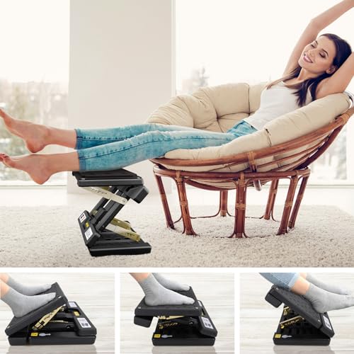 Foldable Foot Rest, Computer Foot Rest Under Desk, 12Modes Adjustable Ergonomic for Office, Loading Capacity 80 pounds, Removable EVA Cushion, All-Season(Black) - color: Black & Eva Cushion