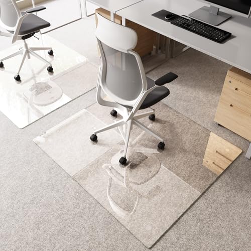 Tempered Glass Chair Mat for Carpet 48"x42", Floor Protector | Ultra Clear Office Chair Mat for Hardwood Floors & Carpets, Heavy Duty 0.2" Scratch-Resistant Surface with Non-Slip Pads - size: 48"x42"