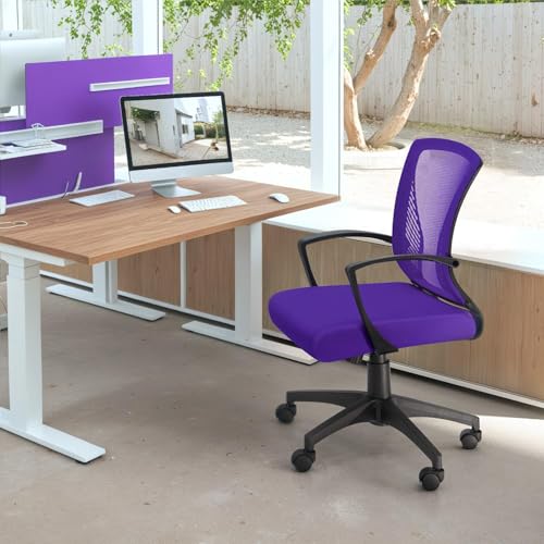 Furmax Office Chair Ergonomic Computer Desk Mesh Chair Mid Back Swivel Lumbar Support with Armrest (1, Violet) - color: Violet