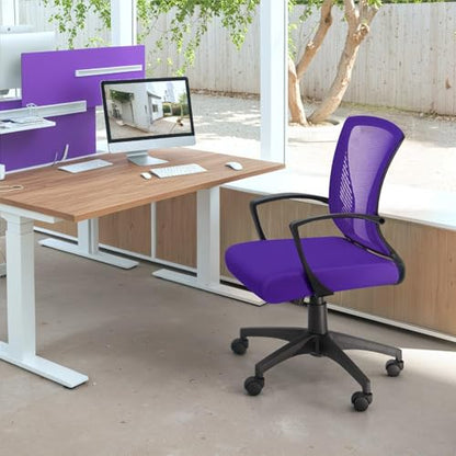 Furmax Office Chair Ergonomic Computer Desk Mesh Chair Mid Back Swivel Lumbar Support with Armrest (1, Violet) - color: Violet