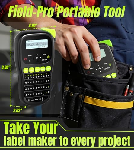 Label Maker Machine with 4 Tapes, Wire Label Maker Waterproof-Labels | Laminated Handheld Label Printer, Backlit & Portable & 3 Cable Mode, VolenGo H1100 Labeler for Industrial Office Organization - color: Black, style: Label maker with 4 Tapes