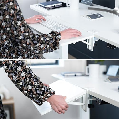 VIVO White Clamp-on 24 x 12 in Desk Extender, DESK-EXT24W