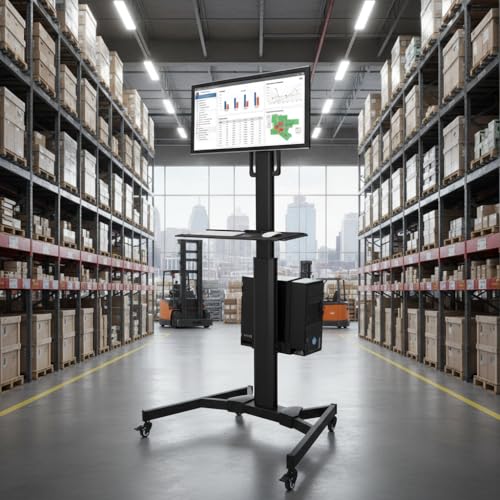 Mount-It! Computer Cart Mobile Desk Workstation with Monitor Mount for Screen up to 32", Rolling Computer Desk PC Cart, Keyboard & Mouse Tray, Rolling Stand with Adjustable CPU Holder, 63.5" Tall - style: 1 Monitor