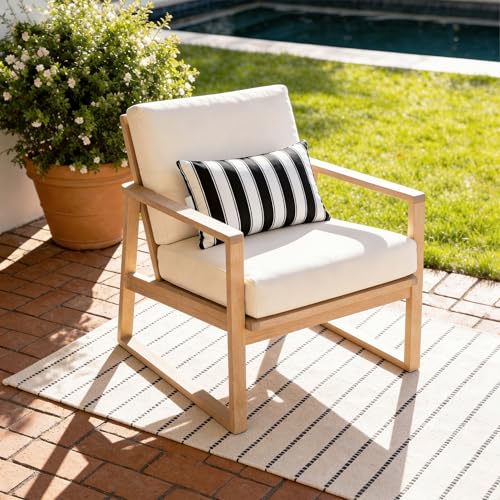 Outdoor Lounge Chair Headrest Pillow 16x11 Inch, Black Striped Waterproof Lumbar Pillows with Insert Adjustable Elastic Strap, Neck Attachment for Recliner Patio Beach Pool Office, 2 Pack - color: Black Striped