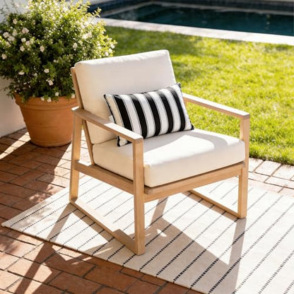 Outdoor Lounge Chair Headrest Pillow 16x11 Inch, Black Striped Waterproof Lumbar Pillows with Insert Adjustable Elastic Strap, Neck Attachment for Recliner Patio Beach Pool Office, 2 Pack - color: Black Striped
