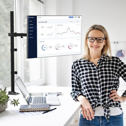 WALI Tall Monitor Arm Mount for Desk for 13-34 inch Screens, 22 lbs per Arm | Single Extra Tall Monitor Mount, Full Motion with Tilt, Swivel, Rotation, VESA Mount 75/100mm,for Office/Home (M001XL), Black - size: 13"-34", style: Single