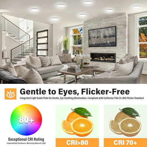 ETL Certified 5 inch Flush Mount Ceiling Light Dimmable,5000K White LED Ceiling Light Ultra Thin Round Flat Panel Ceiling Lights for Bedroom, Bathroom,Kitchen, Hallway,Basement,Closet, 3 Pack - color: 3 Pack White, size: 5 inch