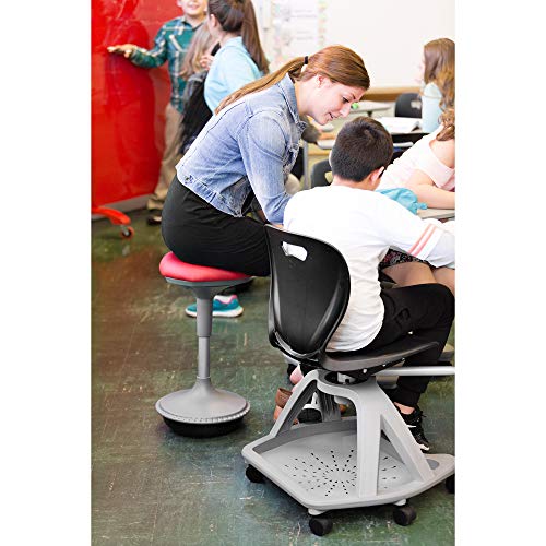 Learniture Adjustable Height Active Learning Stool for Office Desks and Classrooms, Foam-Padded Backless Wobble Stool with Rocking Motion, Red - color: Red